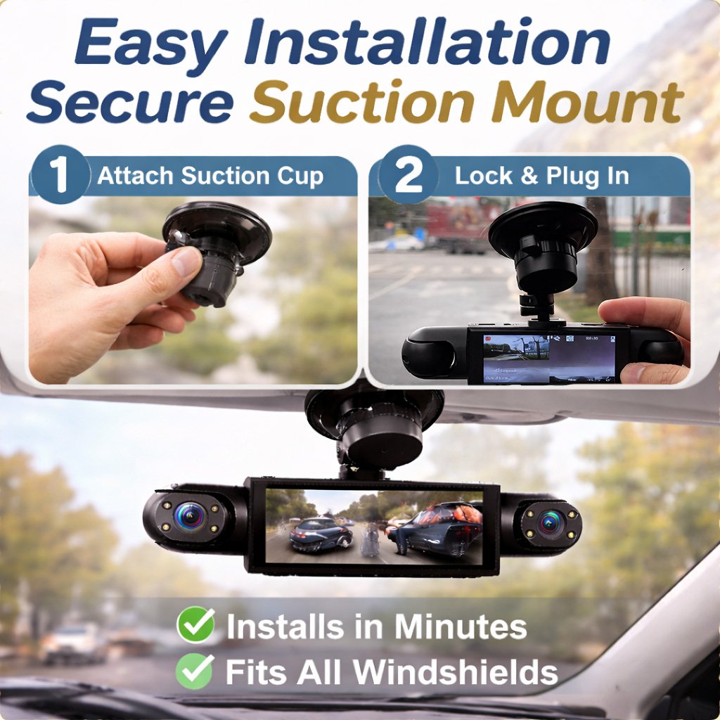 4-Channel 1080P Dash Cam – Full Car Protection with Night Vision & 24/7 Recording 🚗