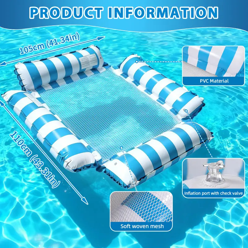 💦 4-Tube Inflatable Floating Bed – Ultra Comfort Pool Float 🛟 Stable & Relaxing Summer Lounge ☀️