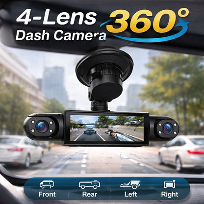 4-Channel 1080P Dash Cam – Full Car Protection with Night Vision & 24/7 Recording 🚗