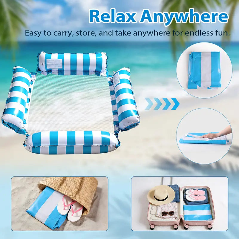 💦 4-Tube Inflatable Floating Bed – Ultra Comfort Pool Float 🛟 Stable & Relaxing Summer Lounge ☀️