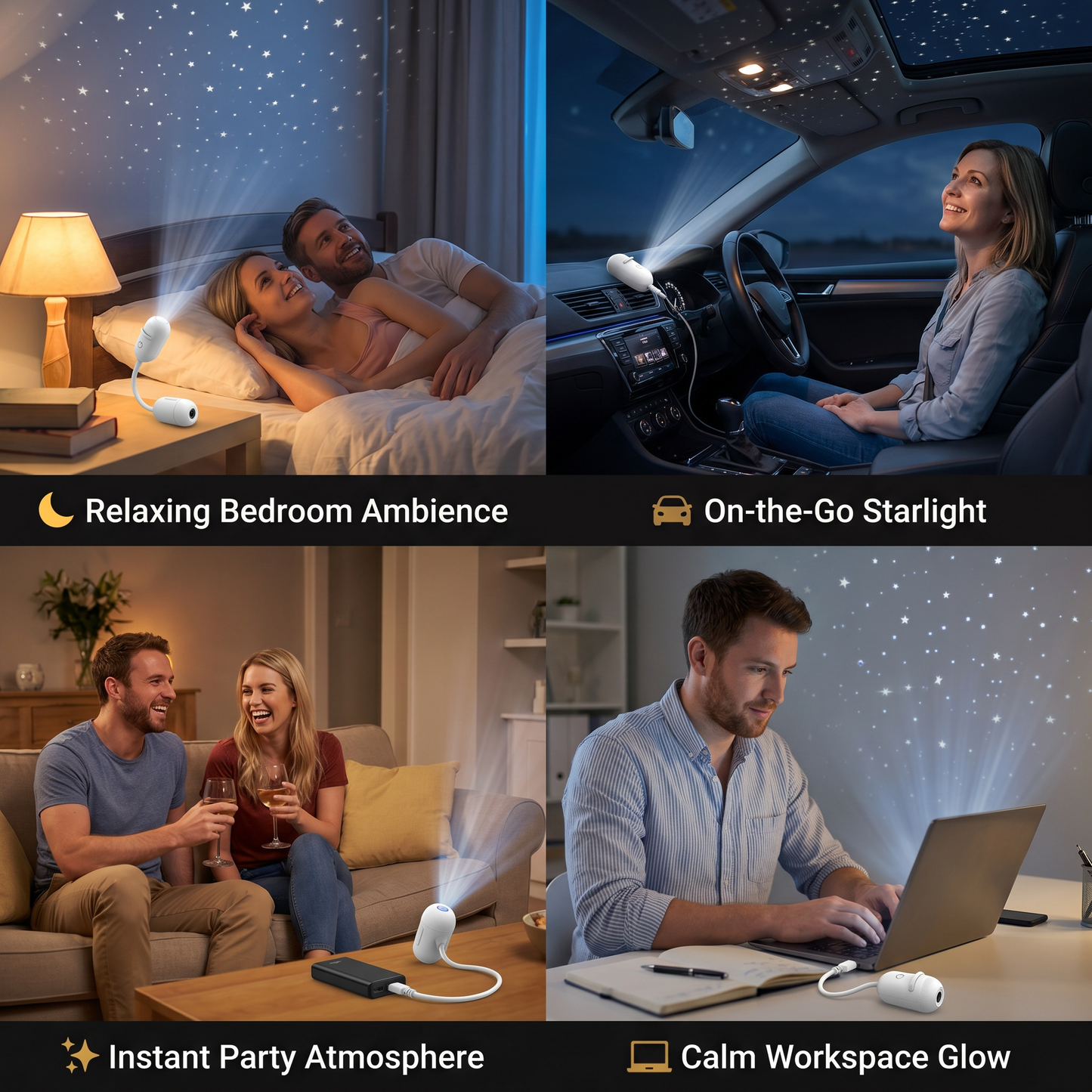 ✨ Modern Starry Sky Lamp – USB Galaxy Projector for Cozy Nights 🌙