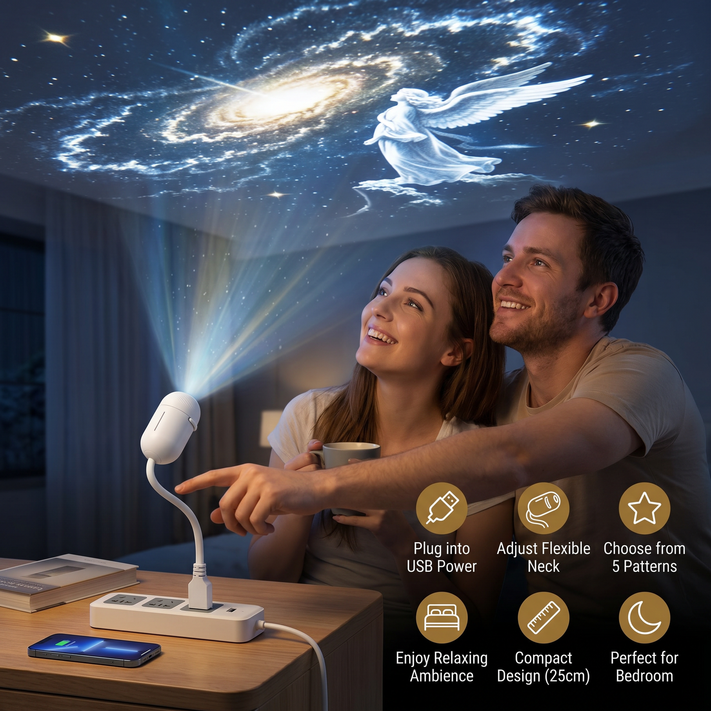 ✨ Modern Starry Sky Lamp – USB Galaxy Projector for Cozy Nights 🌙