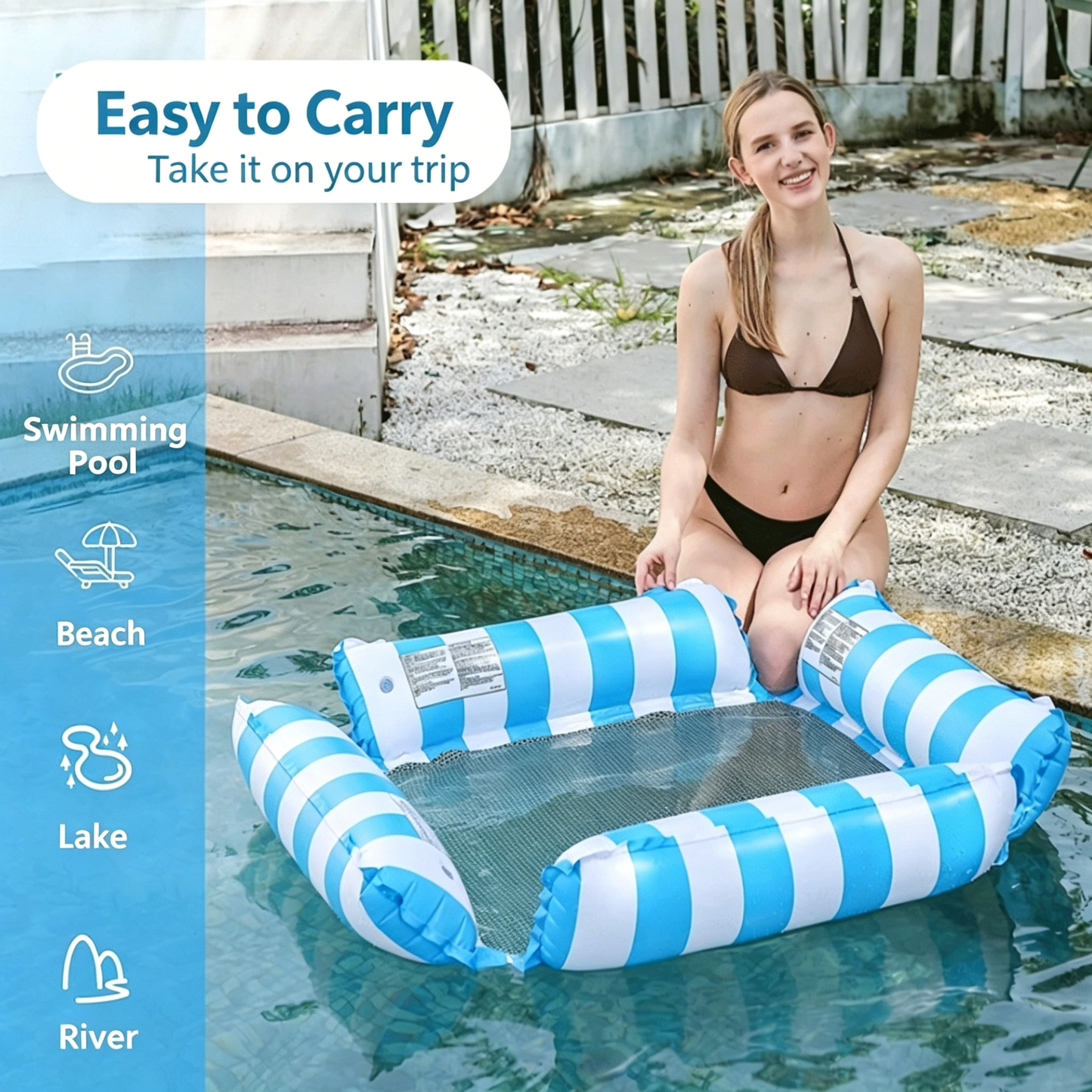 💦 4-Tube Inflatable Floating Bed – Ultra Comfort Pool Float 🛟 Stable & Relaxing Summer Lounge ☀️