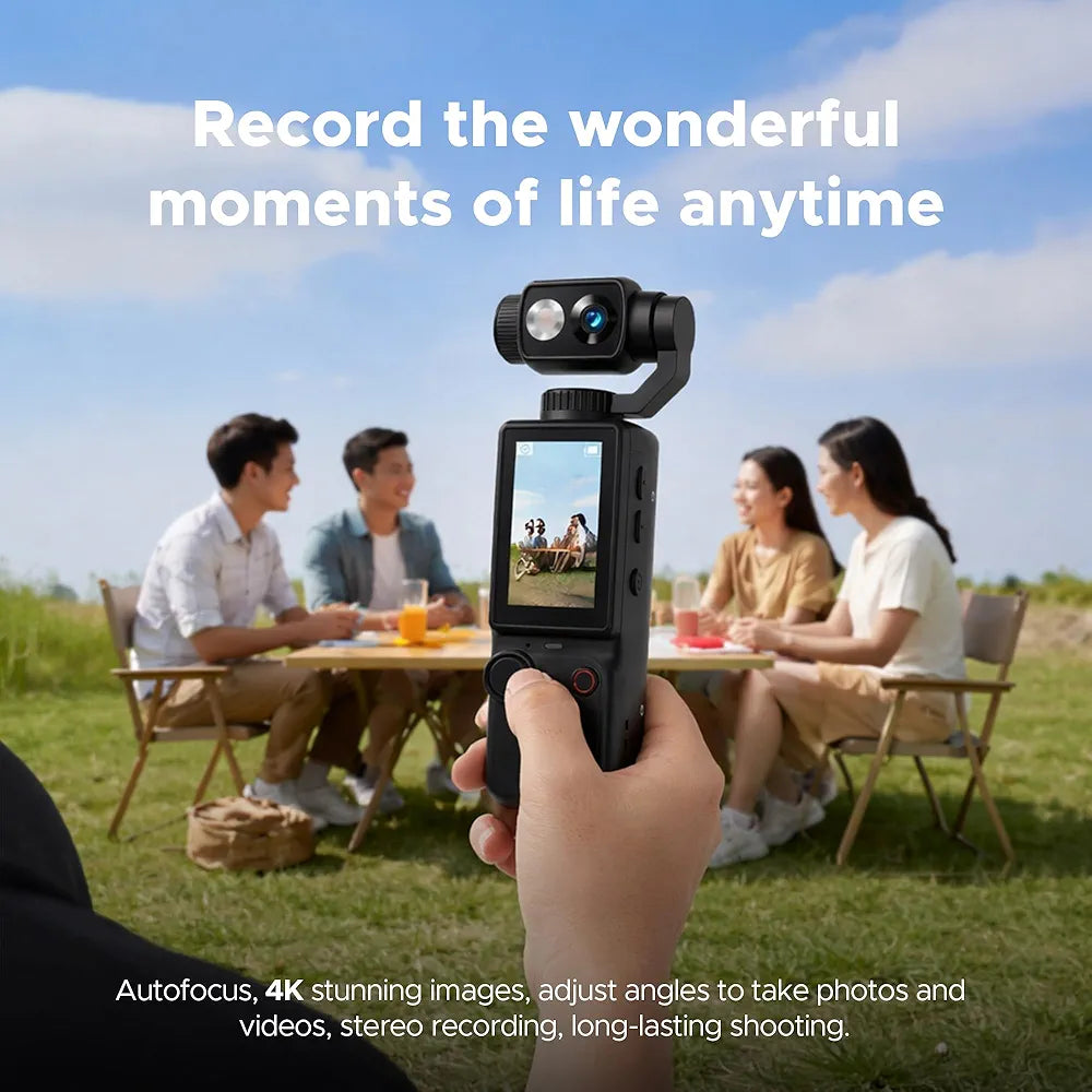 📸 Air Tab Pocket 4K Ultra HD Action Camera – 180° Flip Lens 🔄 | Built-in Fill Light 💡 | Includes Tripod 🏞️