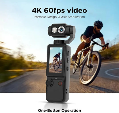 📸 Air Tab Pocket 4K Ultra HD Action Camera – 180° Flip Lens 🔄 | Built-in Fill Light 💡 | Includes Tripod 🏞️