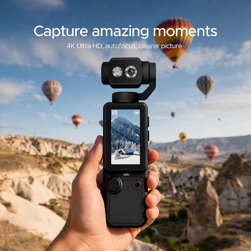 📸 Air Tab Pocket 4K Ultra HD Action Camera – 180° Flip Lens 🔄 | Built-in Fill Light 💡 | Includes Tripod 🏞️