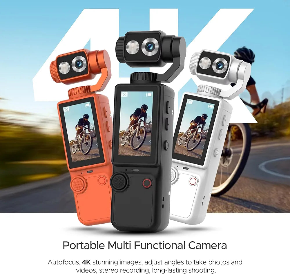 📸 Air Tab Pocket 4K Ultra HD Action Camera – 180° Flip Lens 🔄 | Built-in Fill Light 💡 | Includes Tripod 🏞️