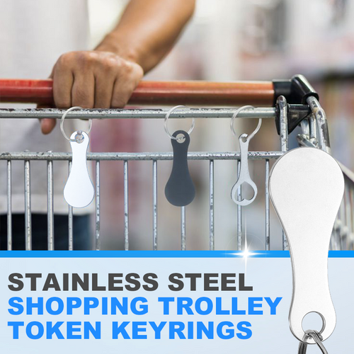 2 Pieces Stainless Steel Shopping Trolley Token Keyrings
